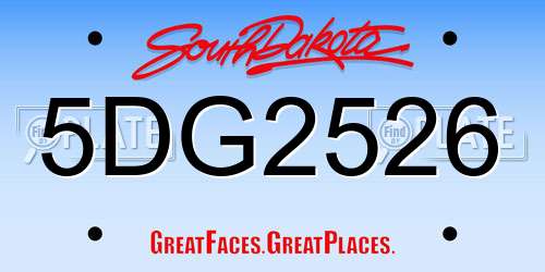 5DG2526 South Dakota License Plate
