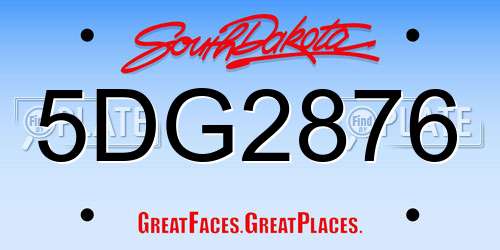5DG2876 South Dakota License Plate