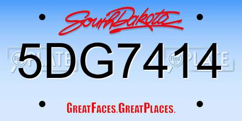 5DG7414 South Dakota License Plate