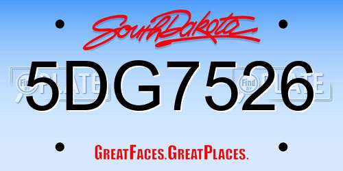 5DG7526 South Dakota License Plate