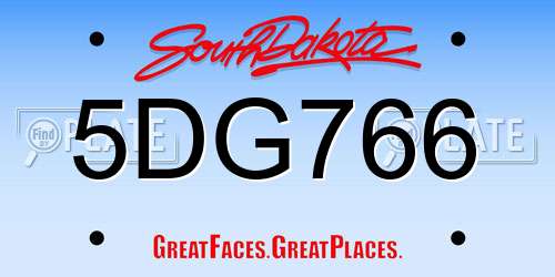 5DG766 South Dakota License Plate