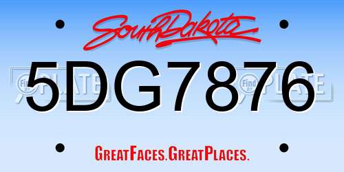 5DG7876 South Dakota License Plate