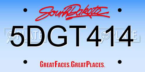 5DGT414 South Dakota License Plate