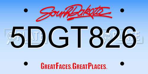 5DGT826 South Dakota License Plate