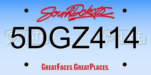 5DGZ414 South Dakota License Plate