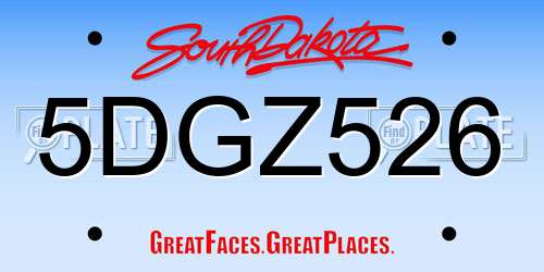 5DGZ526 South Dakota License Plate