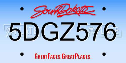 5DGZ576 South Dakota License Plate