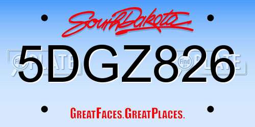 5DGZ826 South Dakota License Plate
