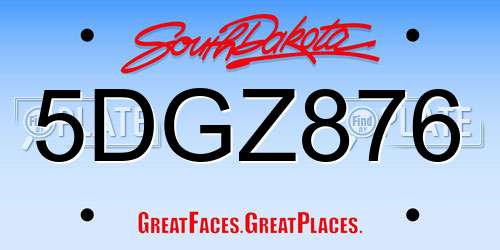 5DGZ876 South Dakota License Plate