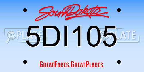 5DI105 South Dakota License Plate