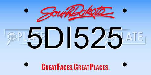5DI525 South Dakota License Plate