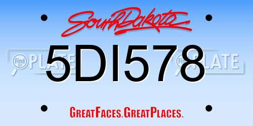5DI578 South Dakota License Plate