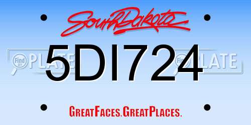 5DI724 South Dakota License Plate