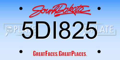 5DI825 South Dakota License Plate