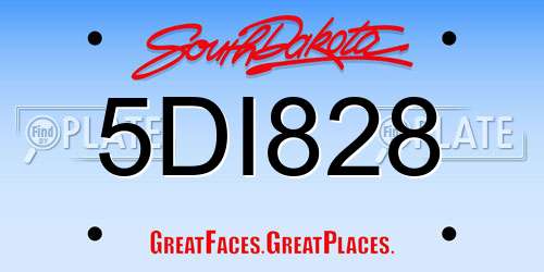 5DI828 South Dakota License Plate