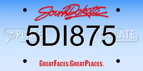 5DI875 South Dakota License Plate
