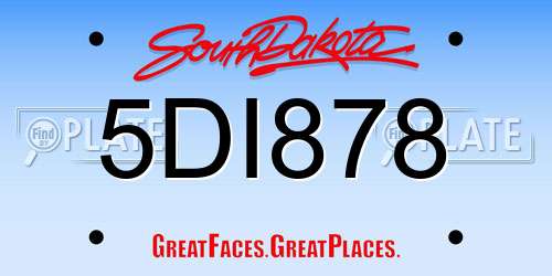 5DI878 South Dakota License Plate
