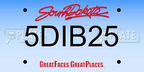5DIB25 South Dakota License Plate