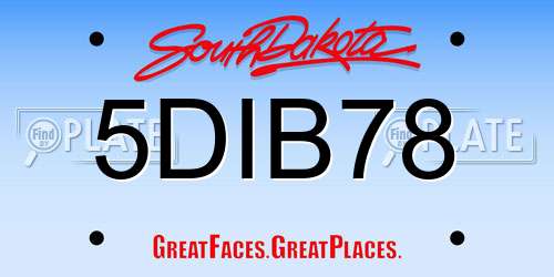 5DIB78 South Dakota License Plate