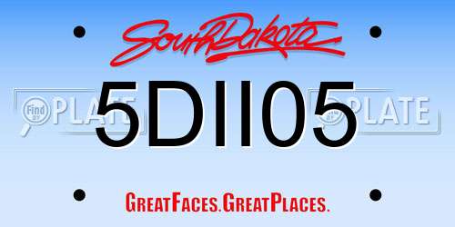 5DII05 South Dakota License Plate