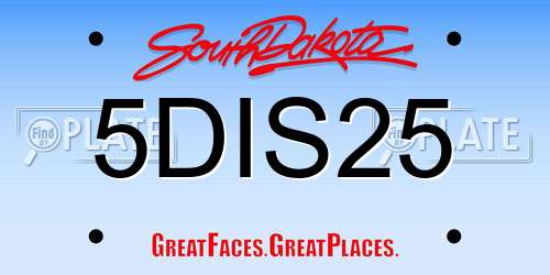 5DIS25 South Dakota License Plate