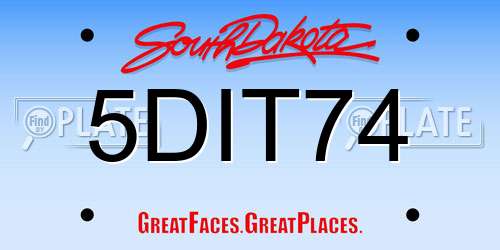 5DIT74 South Dakota License Plate