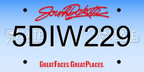 5DIW229 South Dakota License Plate