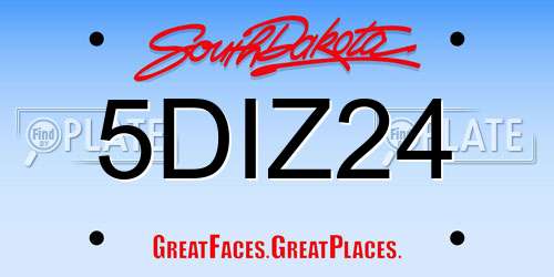 5DIZ24 South Dakota License Plate