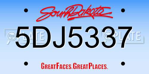 5DJ5337 South Dakota License Plate