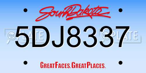 5DJ8337 South Dakota License Plate