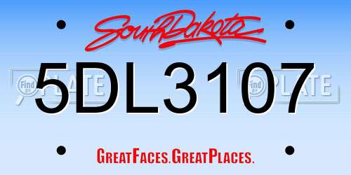5DL3107 South Dakota License Plate