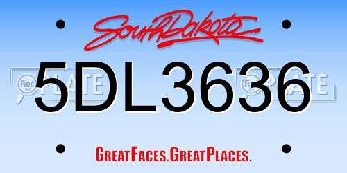5DL3636 South Dakota License Plate