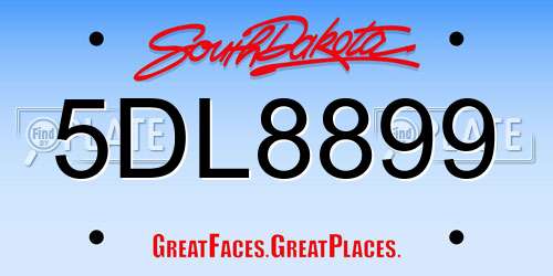 5DL8899 South Dakota License Plate