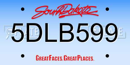 5DLB599 South Dakota License Plate
