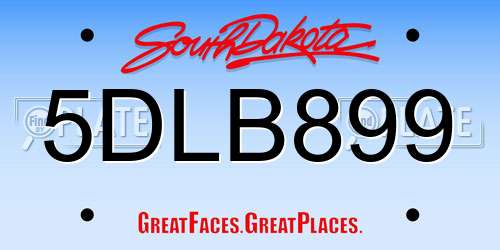 5DLB899 South Dakota License Plate