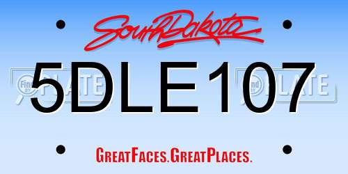 5DLE107 South Dakota License Plate