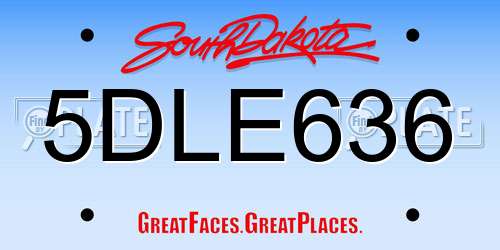 5DLE636 South Dakota License Plate