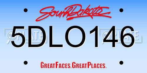 5DLO146 South Dakota License Plate
