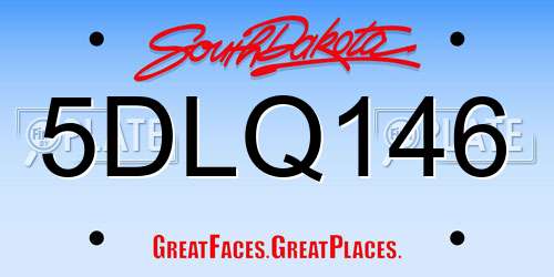 5DLQ146 South Dakota License Plate