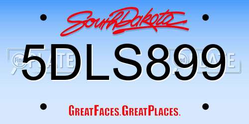 5DLS899 South Dakota License Plate
