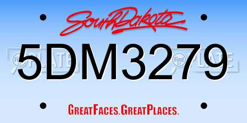 5DM3279 South Dakota License Plate