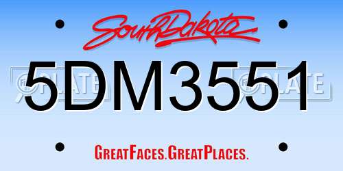 5DM3551 South Dakota License Plate