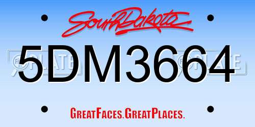 5DM3664 South Dakota License Plate
