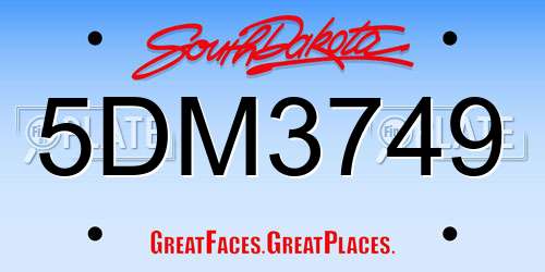 5DM3749 South Dakota License Plate