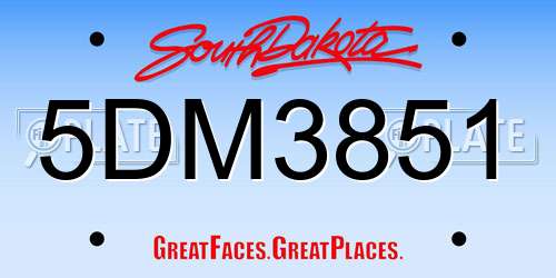 5DM3851 South Dakota License Plate
