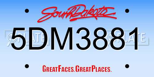 5DM3881 South Dakota License Plate