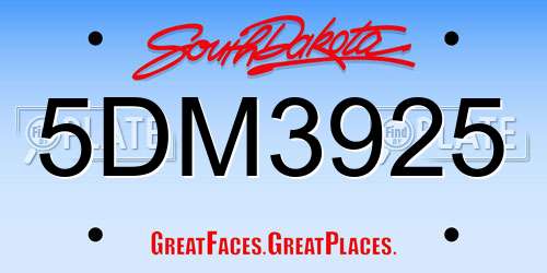 5DM3925 South Dakota License Plate