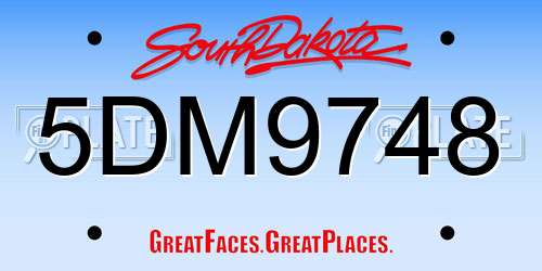 5DM9748 South Dakota License Plate