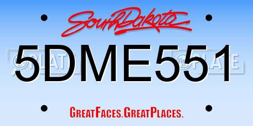 5DME551 South Dakota License Plate