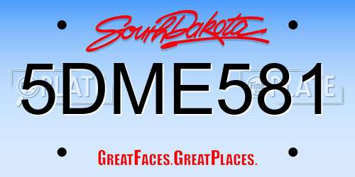 5DME581 South Dakota License Plate